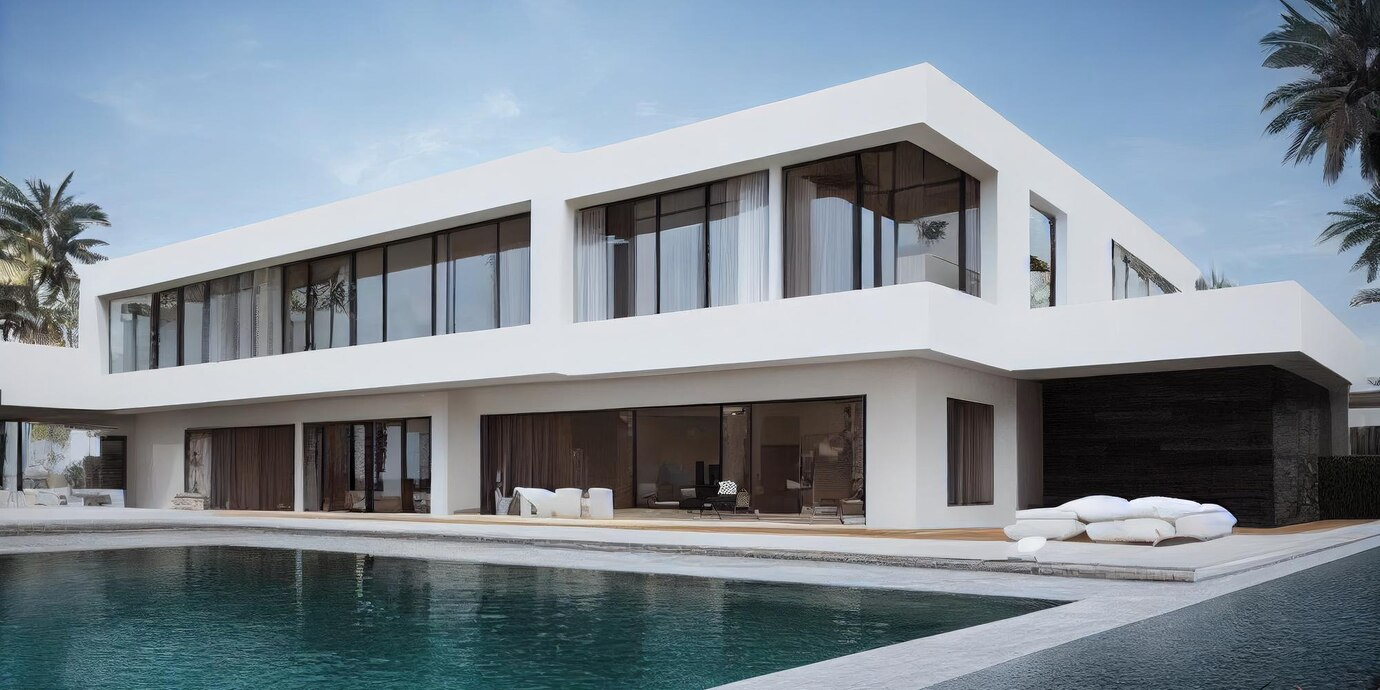 Moderne witte villa met zwembad